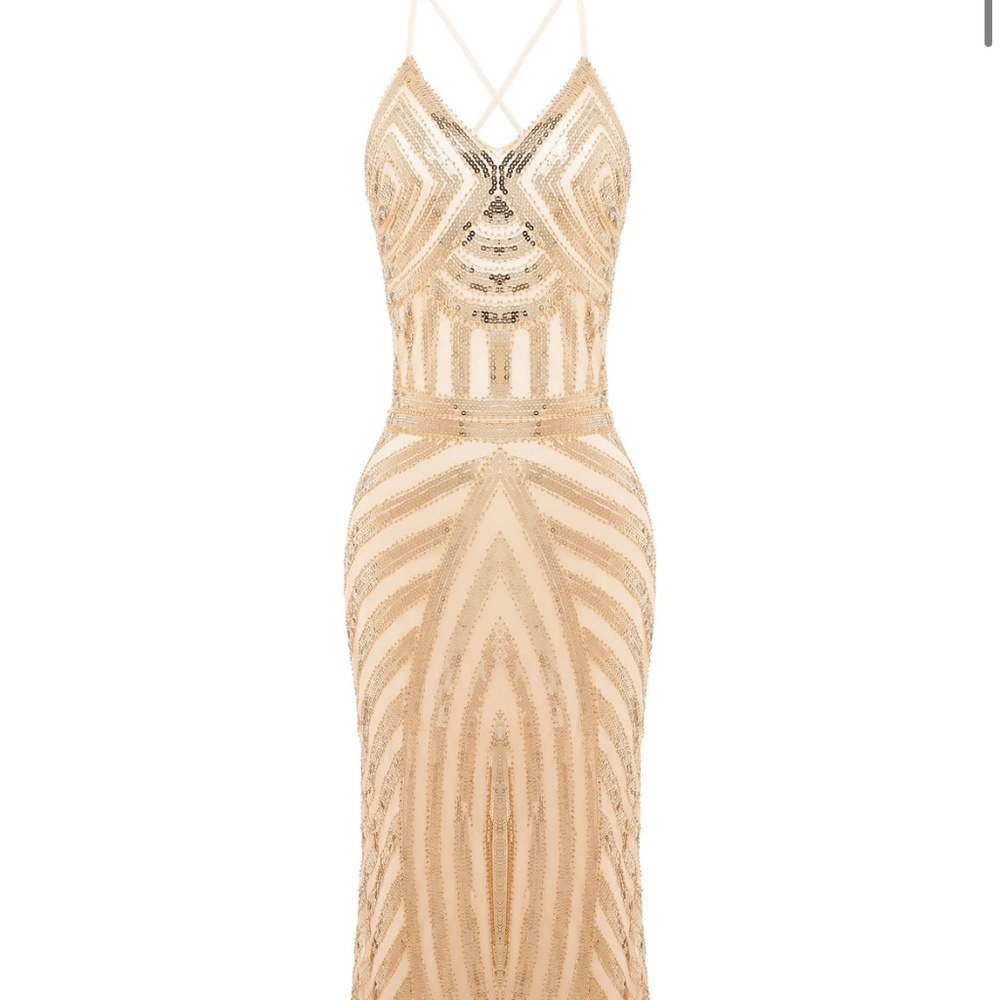Champagne gold sequin mermaid maxi dress, women’s dress, flapper dress